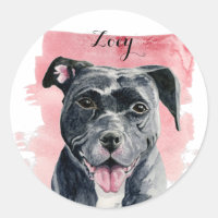 Black American Bulldog Watercolor Painting