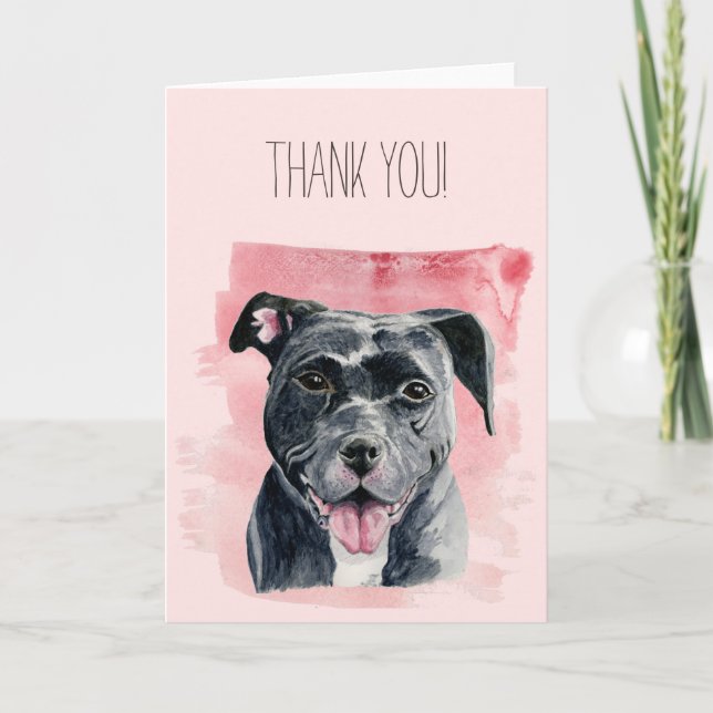 Black American Bulldog Watercolor | Thank You (Front)