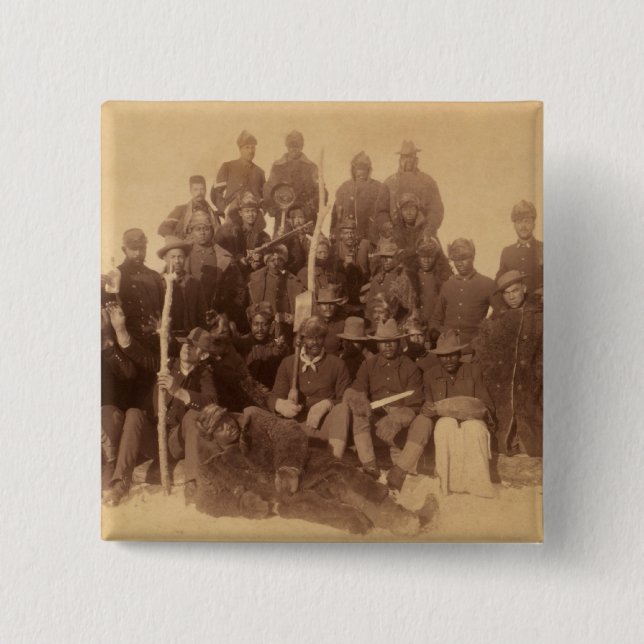 Black American Fighting Cavalry: Buffalo Warriors 15 Cm Square Badge (Front)