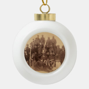 Black American Fighting Cavalry: Buffalo Warriors Ceramic Ball Christmas Ornament