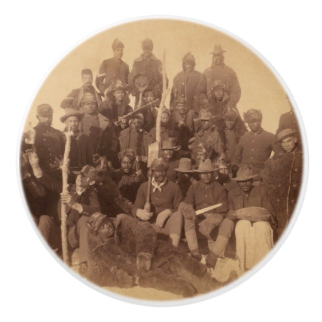 Black American Fighting Cavalry: Buffalo Warriors Ceramic Knob (Front)