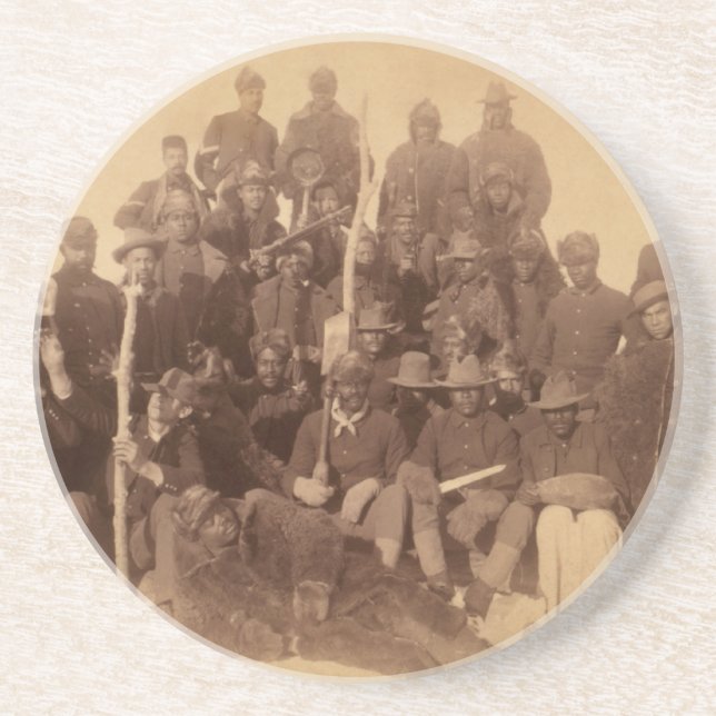 Black American Fighting Cavalry: Buffalo Warriors Coaster (Front)