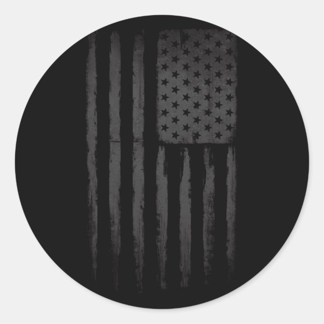 Black American flag Classic Round Sticker (Front)