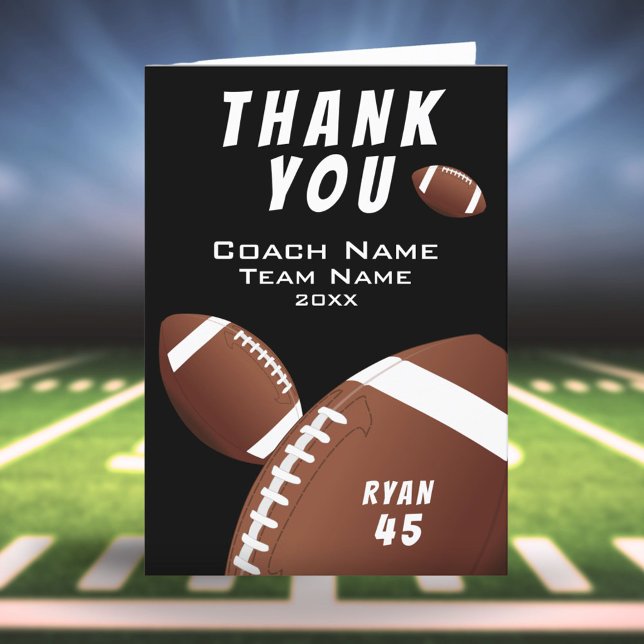 Black American Football Thank you Coach Card (Creator Uploaded)