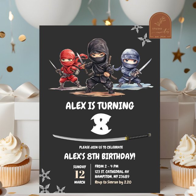 Black American Ninja Birthday Boy Invitation (Creator Uploaded)