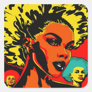 Black American Pop Art Stickers