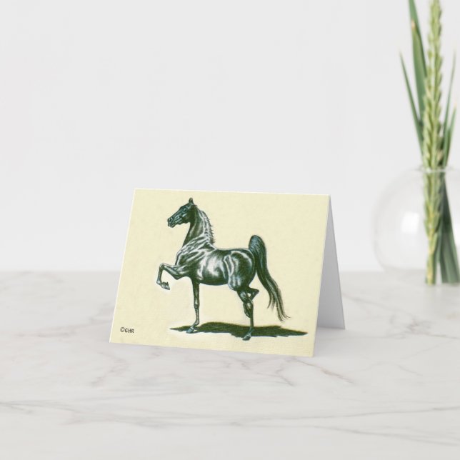 Black American Saddlebred Horse Note Card (Front)