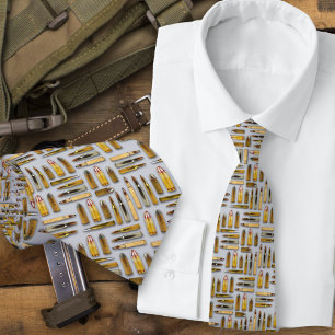 Black Ammo Bullets Cartridges Pattern Tie