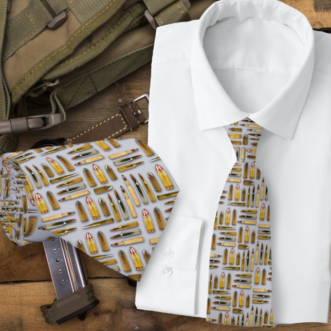 Black Ammo Bullets Cartridges Pattern Tie (Creator Uploaded)