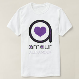 Black Amour Love, Purple Heart, Name Personalised T-Shirt