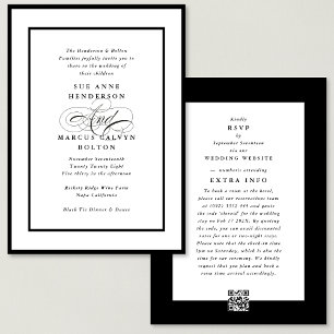 Black Ampersand all in one RSVP DETAILS Wedding Invitation