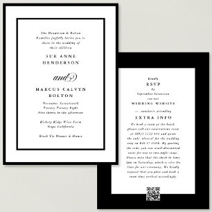 Black Ampersand all in one RSVP DETAILS Wedding Invitation
