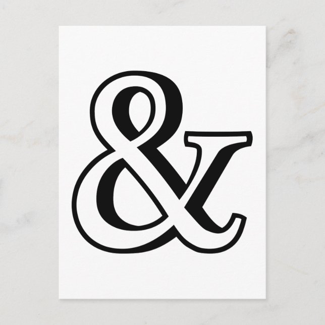 &, black ampersand sign with shadow postcard (Front)