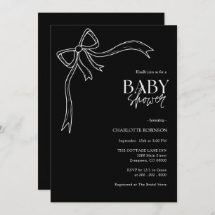 Black an White Bow Baby Shower  Invitation