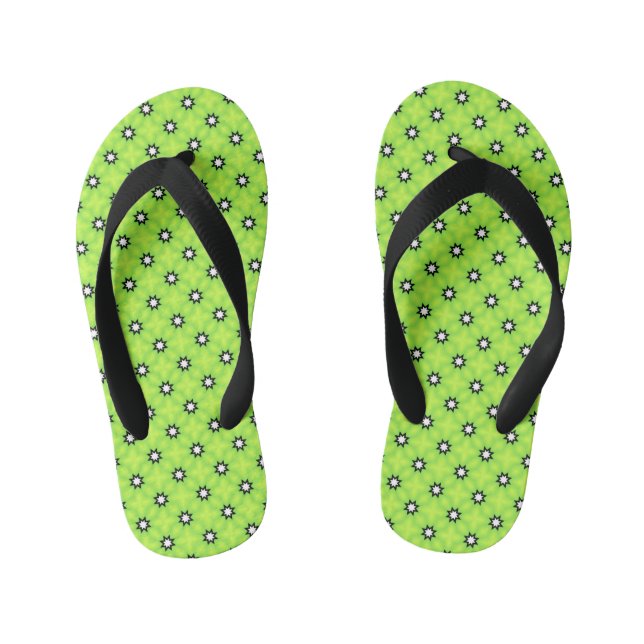 Black an White Stars Kid's Flip Flops (Footbed)