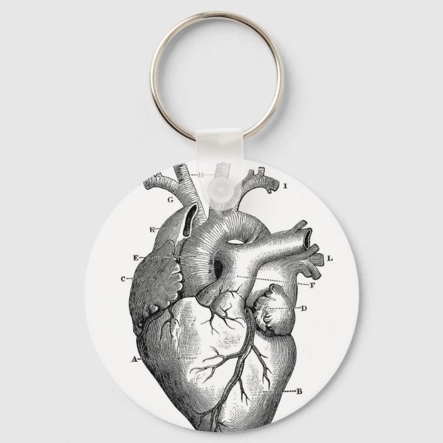 Black Anatomical Heart Key Ring (Front)