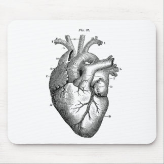 Black Anatomical Heart Mouse Mat