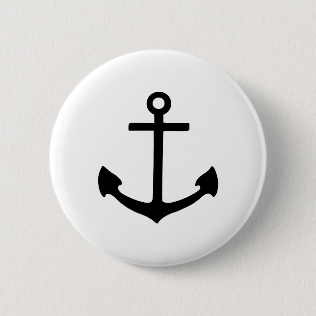 Black Anchor 6 Cm Round Badge (Front)