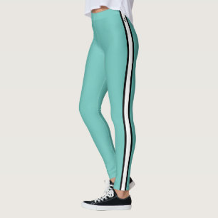 Black Anchor Nautical White Stripe Turquoise Leggings
