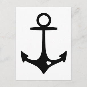 Black Anchor with heart Postcard