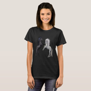 Black and a white Horse that are fighting T-Shirt