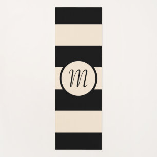 Black and Antique White Stripes Yoga Mat