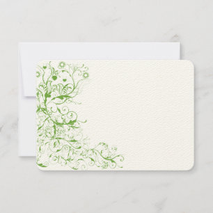 Black and Apple Green Love Bird Swirls RSVP