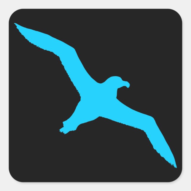 Black and Aqua Albatross Square Sticker (Front)
