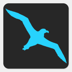 Black and Aqua Albatross Square Sticker