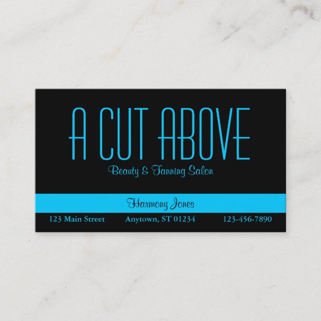 Black and Aqua Blue Business Card (Front)