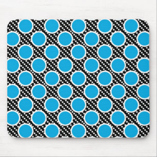Black and Aqua Polka Dots Mouse Mat
