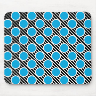 Black and Aqua Polka Dots Mouse Mat