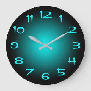 Black and Aqua Radial Gradient Large Clock