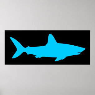 Black and Aqua Shark Poster