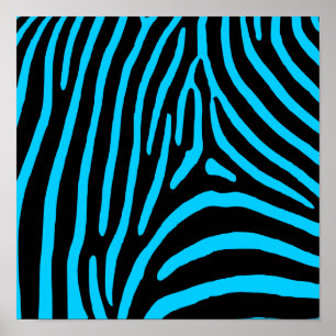 Black and Aqua Zebra Stripes Poster
