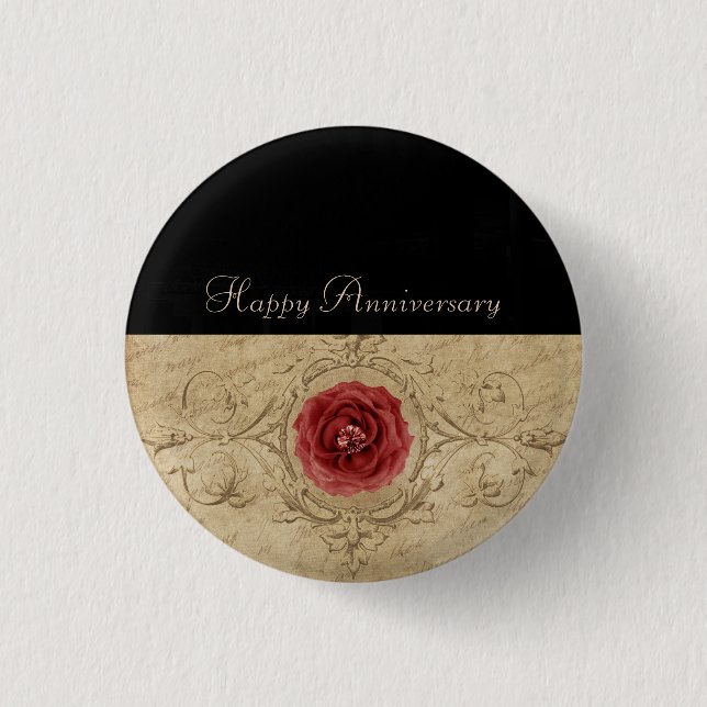 Black and Beige 3 Cm Round Badge (Front)