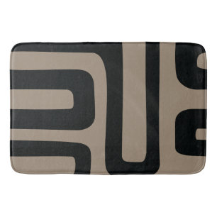 Black and Beige Abstract Bath Mat
