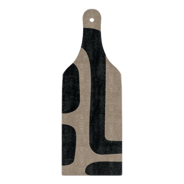 Black and Beige Abstract Glass Cutting Board (Front)