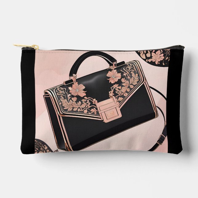 Black and beige AI art  Accessory Pouch (Front)
