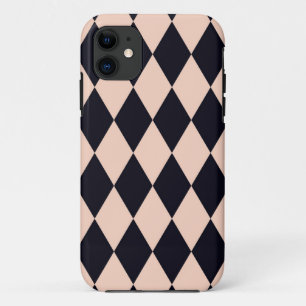 Black and Beige Argyle Diamond Stripe Pattern iPhone 11 Case