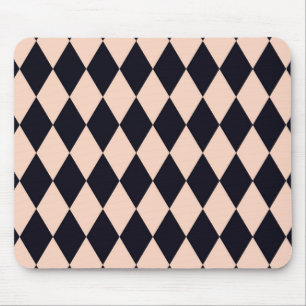 Black and Beige Argyle Diamond Stripe Pattern Mouse Mat
