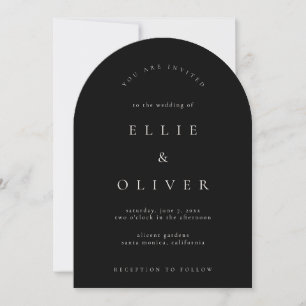 Black and Beige Boho Arch Modern Wedding Invitation