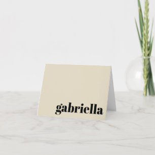 Black and Beige Bold Typography Monogrammed Name Note Card