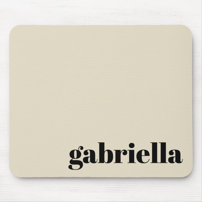 Black and Beige Bold Typography Personalised Name  Mouse Mat (Front)