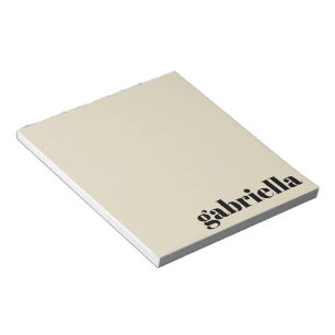 Black and Beige Bold Typography Personalised Name Notepad