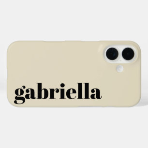 Black and Beige Bold Typography Personalized Name  iPhone 16 Case