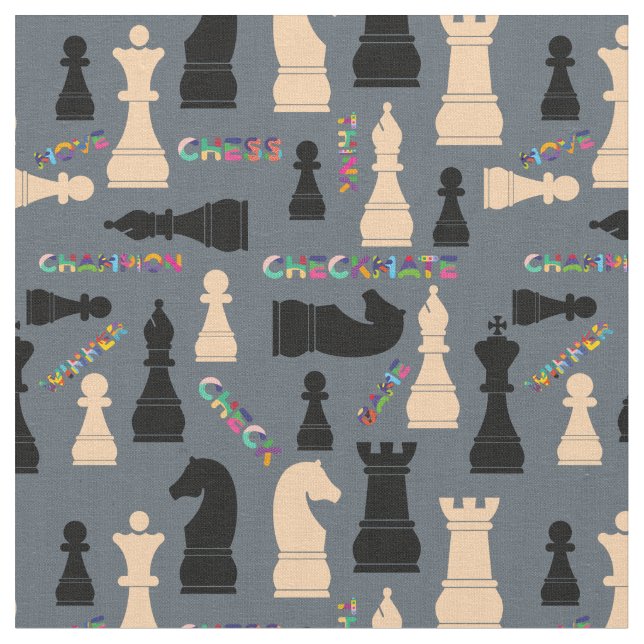 Black And Beige Chessmen Fabric (Close Up)