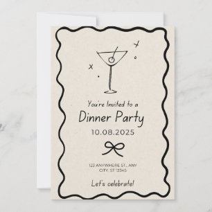 Black and Beige Dinner Party Invite