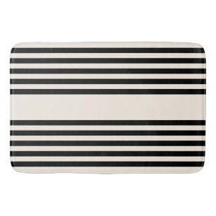 Black and beige five stripe pattern bath mat