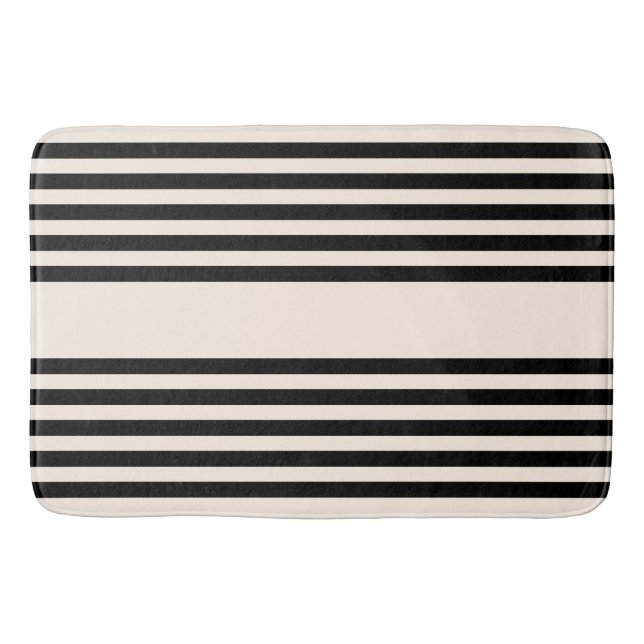 Black and beige five stripe pattern bath mat (Front)
